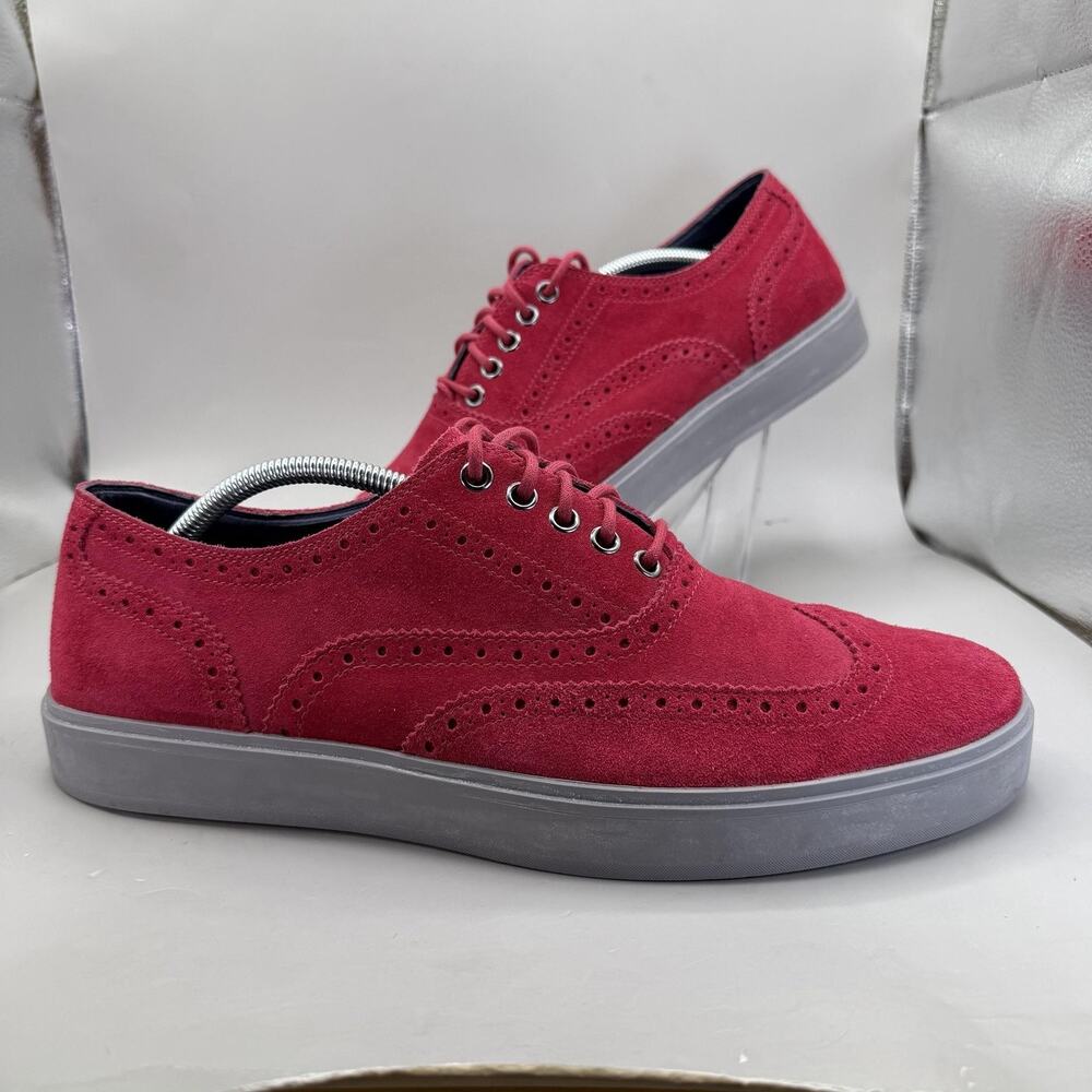 Cole Haan Bergen Wingtip Shoes Mens Size 12 Red Suede Casual Sneakers C11254